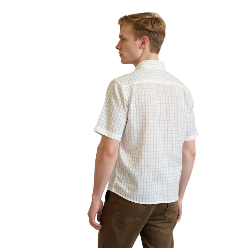 Relaxed Fit White Half Sleeve Shirt