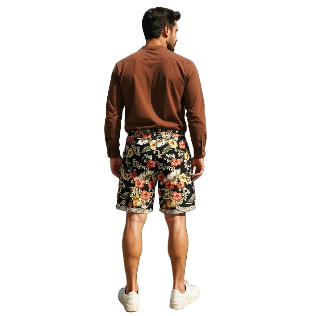 Black Printed Shorts