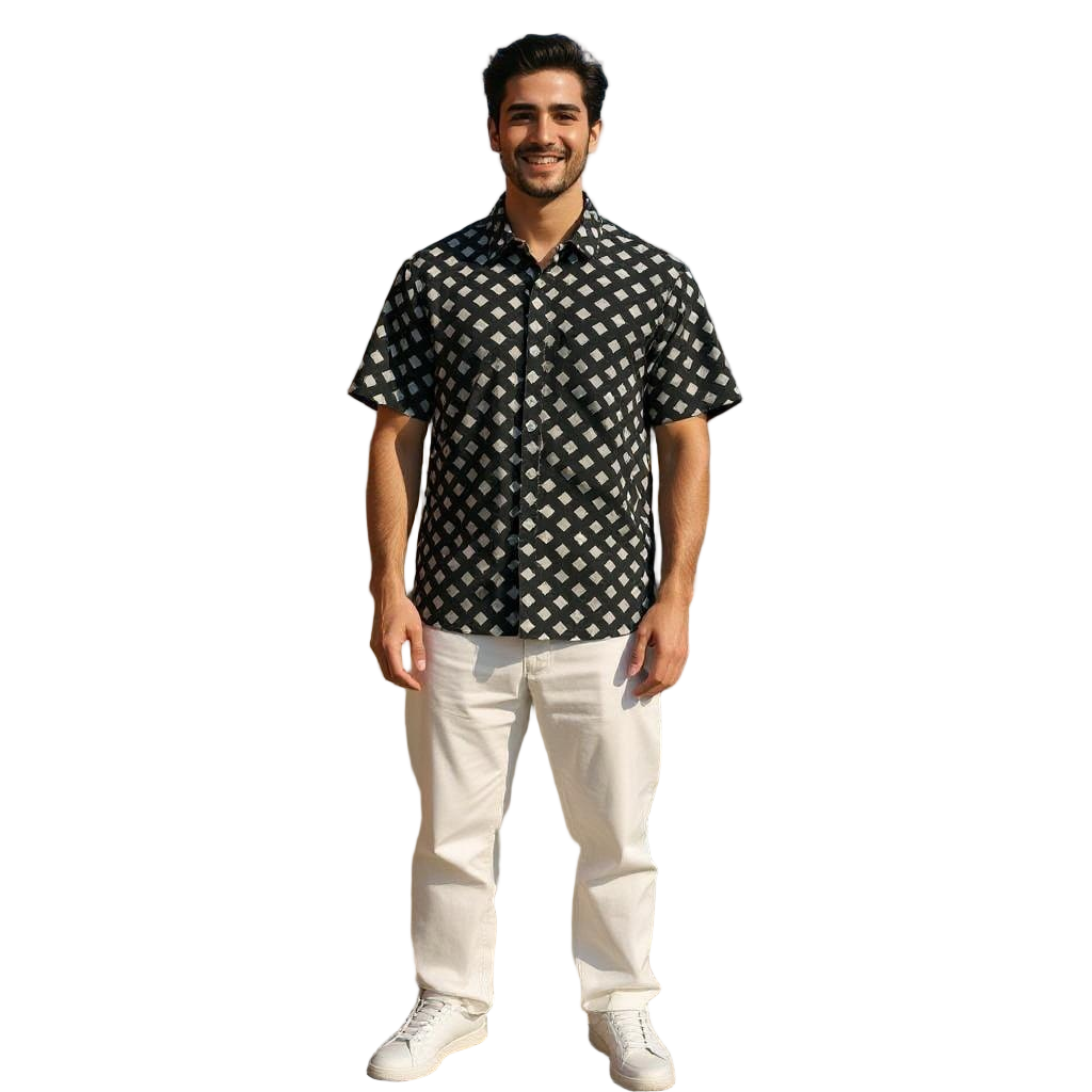 Half Sleeve Printed Shirt Blue