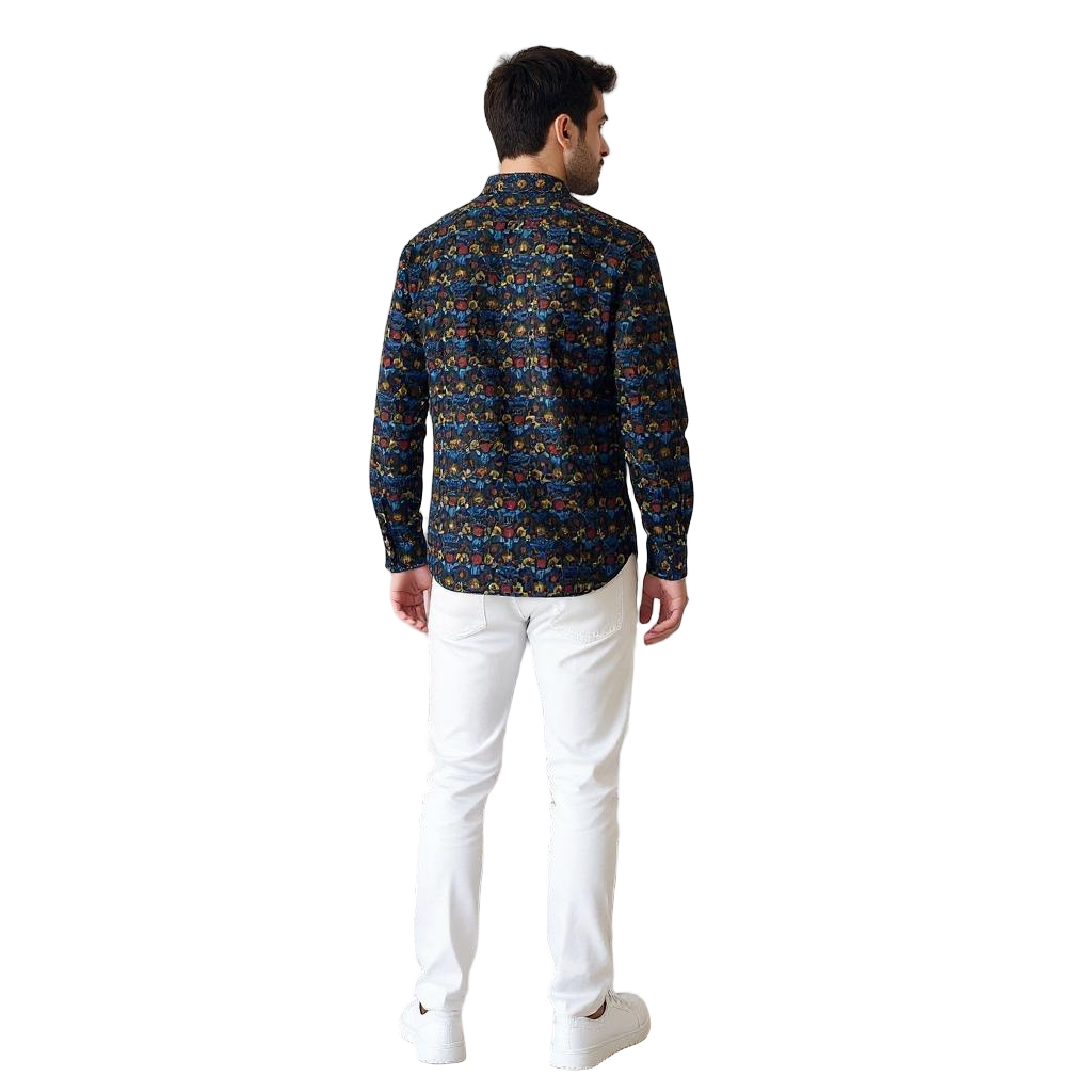 Full Sleeve Printed Shirt Navy