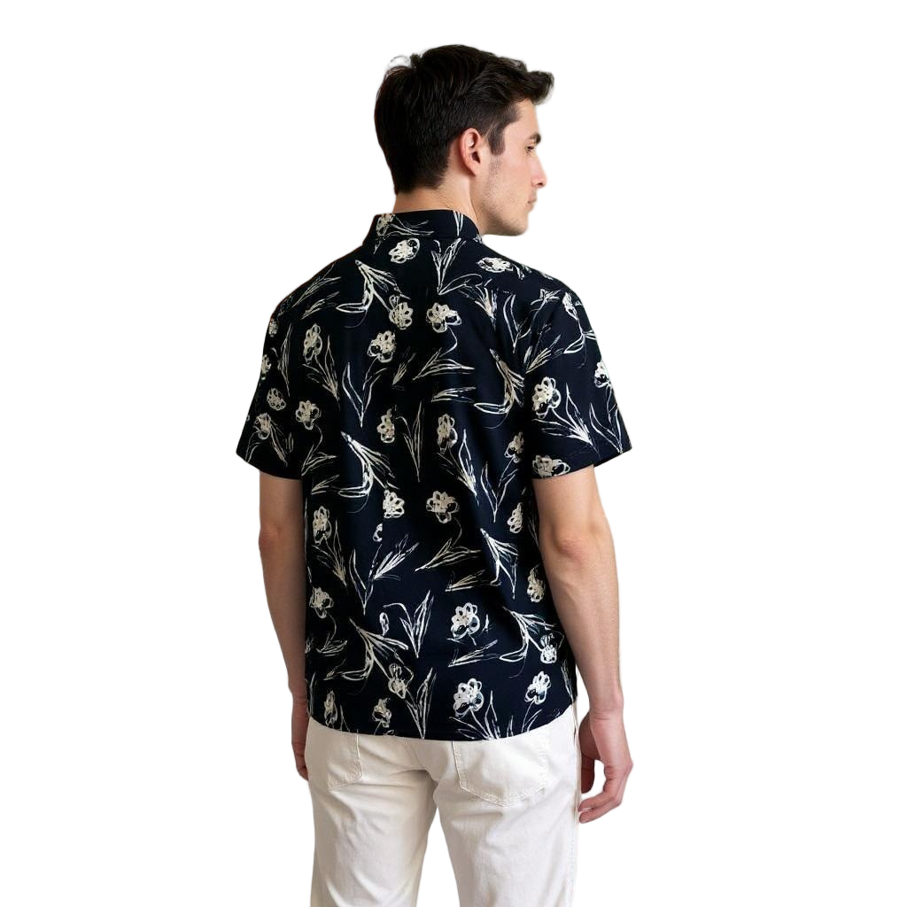 Short Sleeve Printed Shirt Blue