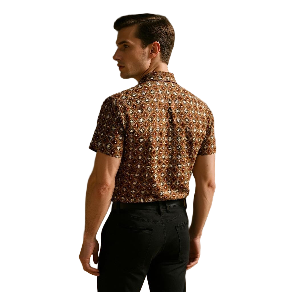 Short Sleeve Printed Shirt Brown