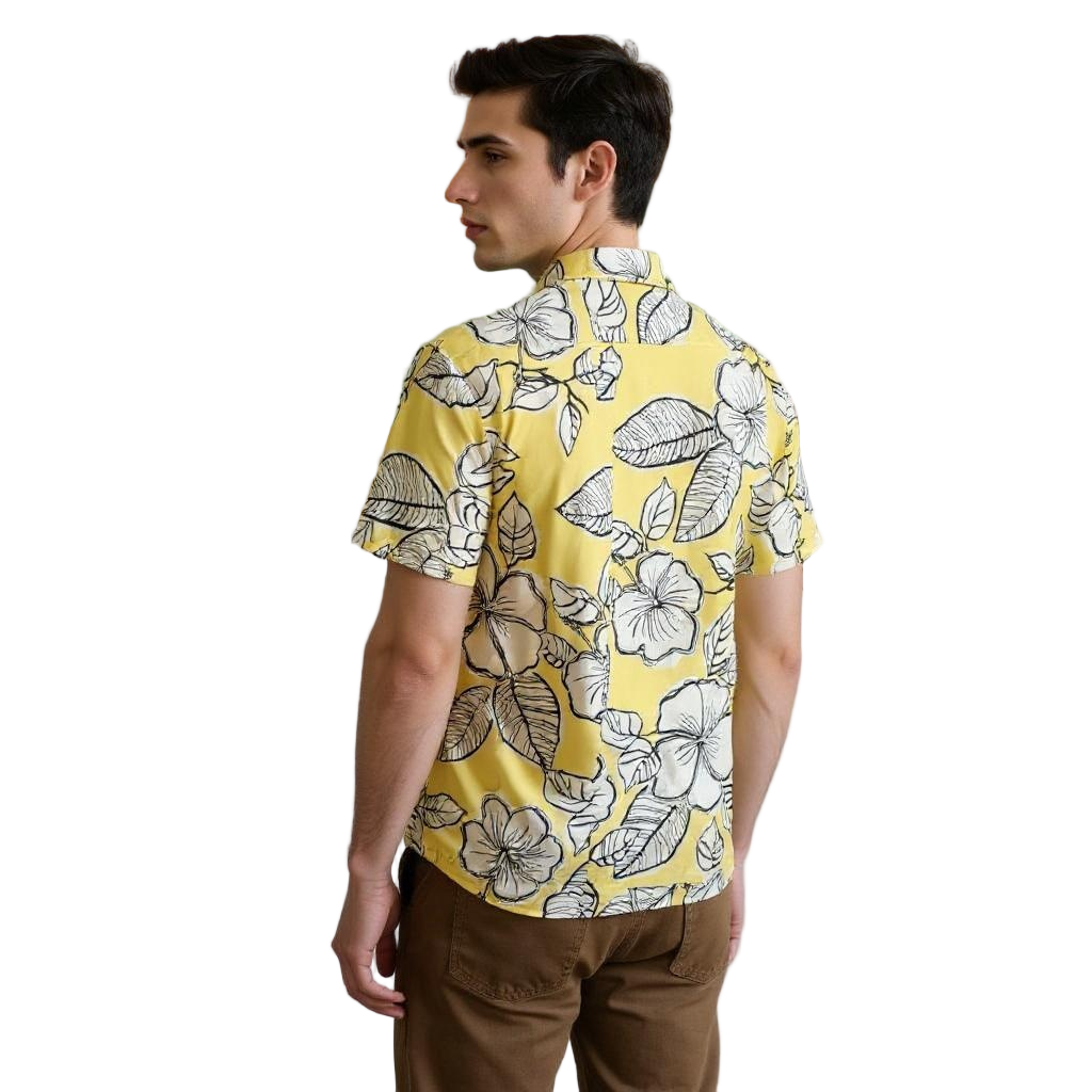 Short Sleeve Printed Shirt Yellow