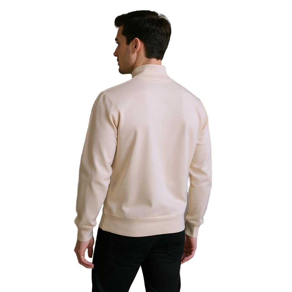 Beige Sweatshirt with Zipped Collar