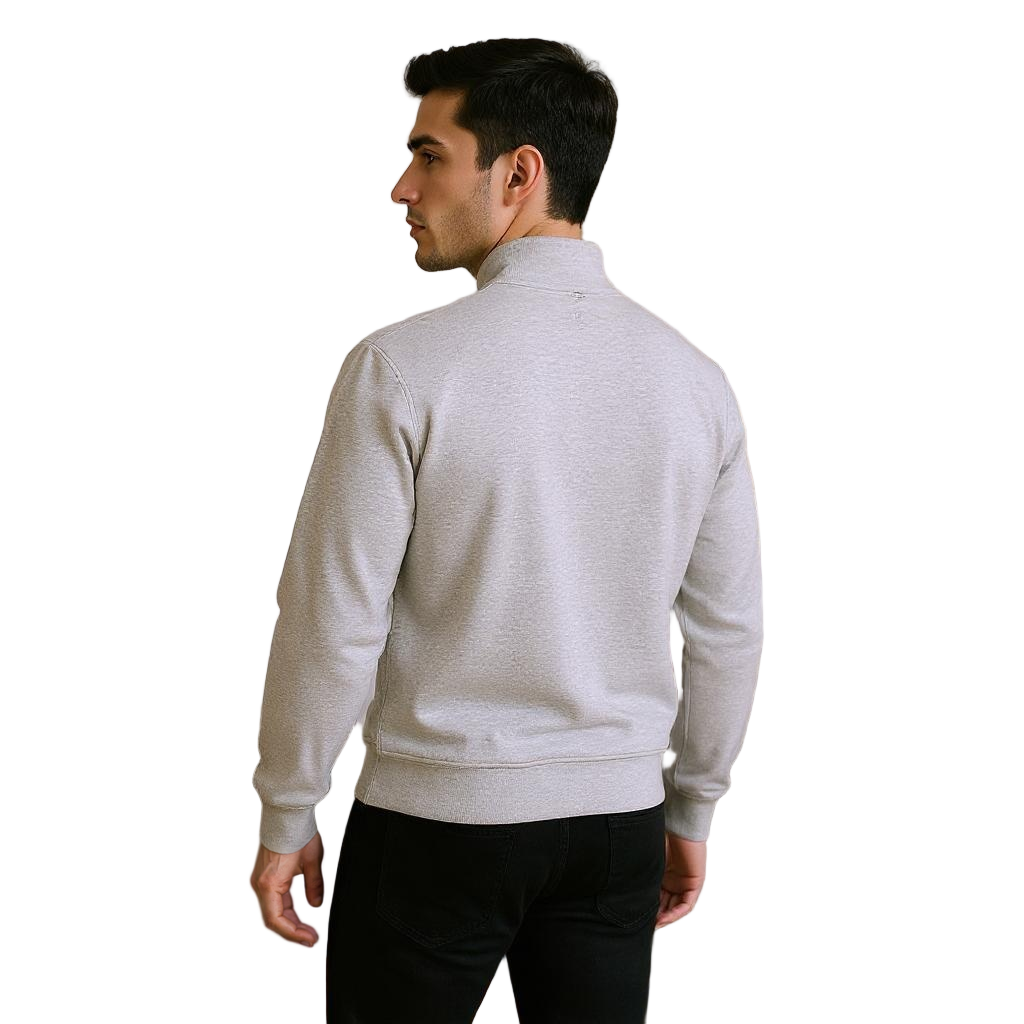Grey Zipped Collar Sweatshirt