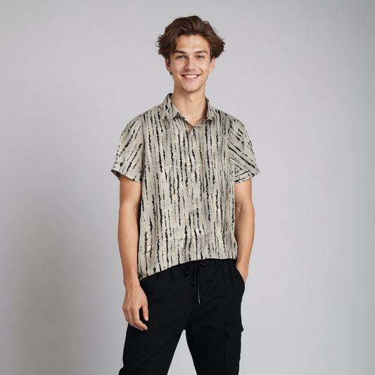 Beige-Black Printed Shirt