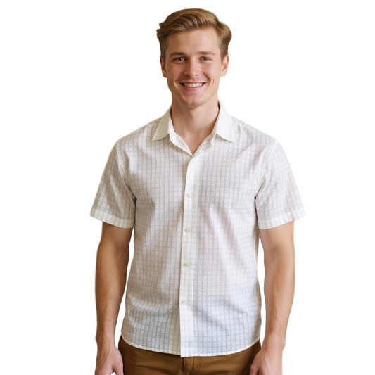 Relaxed Fit White Half Sleeve Shirt
