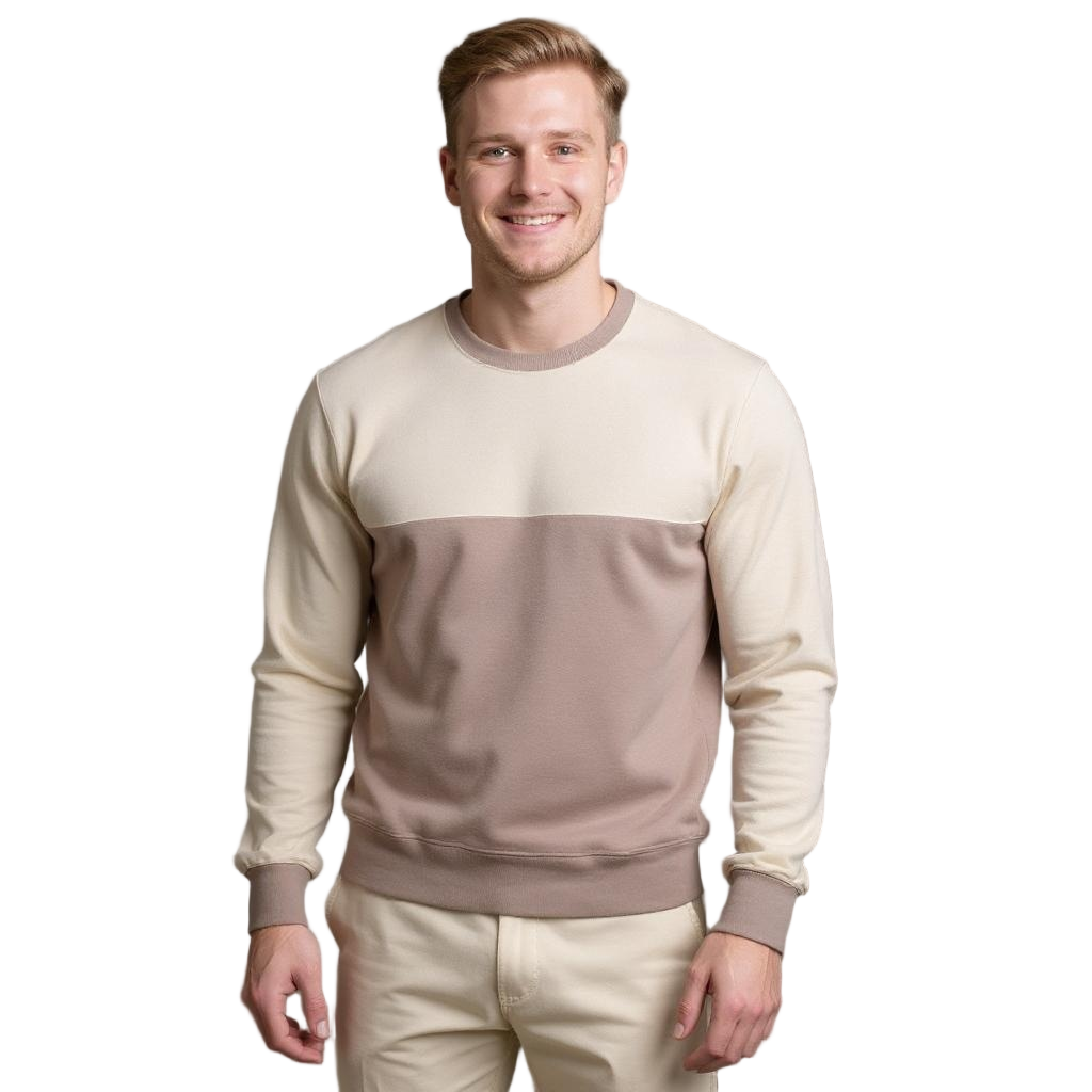 Beige-Brown Colourblock Sweatshirt