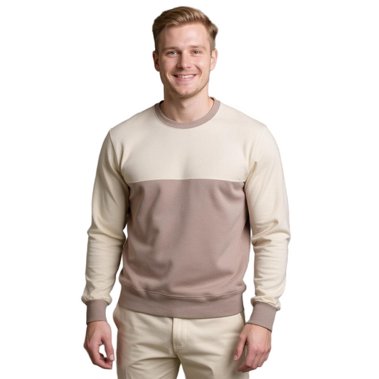 Beige-Brown Colourblock Sweatshirt