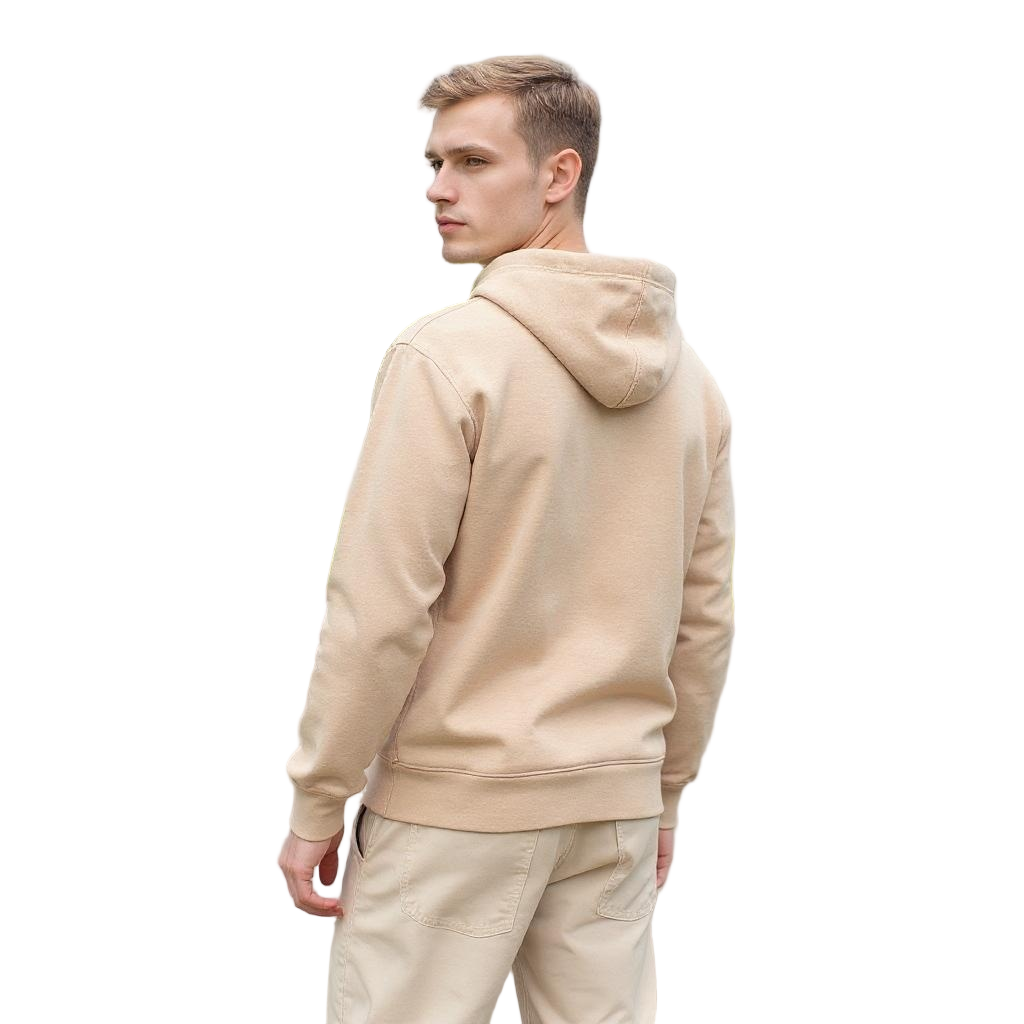 Beige Zipped Hoodie
