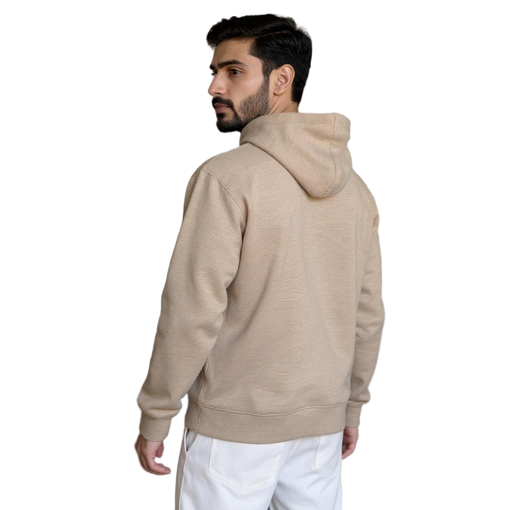 Beige Solid Hoodie