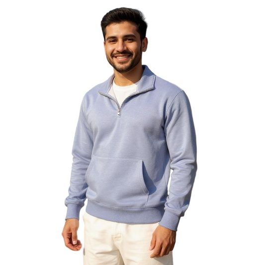 Zipped Collar Sweatshirt Lavender