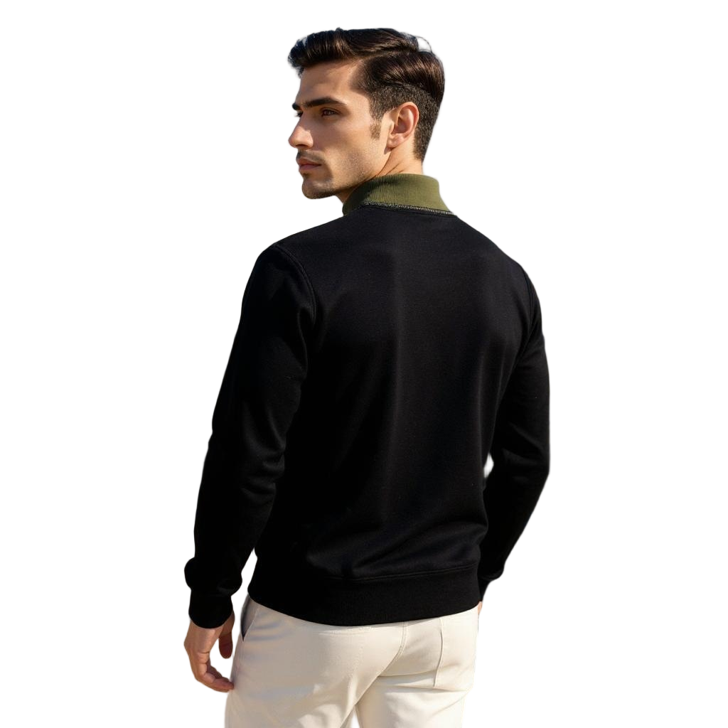 Zipped Collar Sweatshirt Black