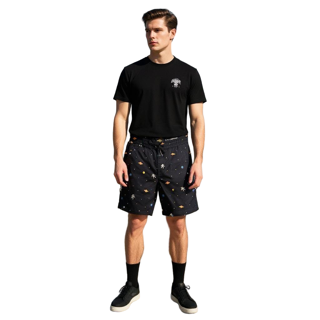 Black Printed Shorts