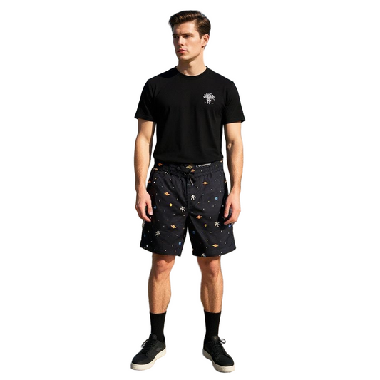 Black Printed Shorts