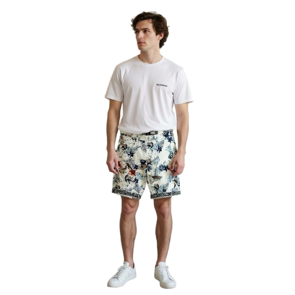 White Printed Shorts