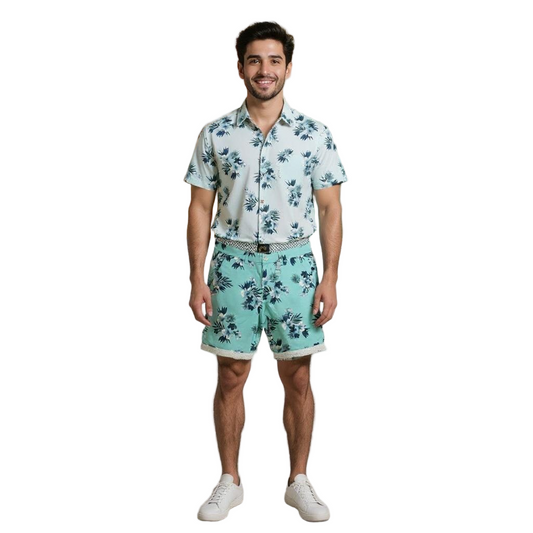 Aqua Blue Printed Shorts