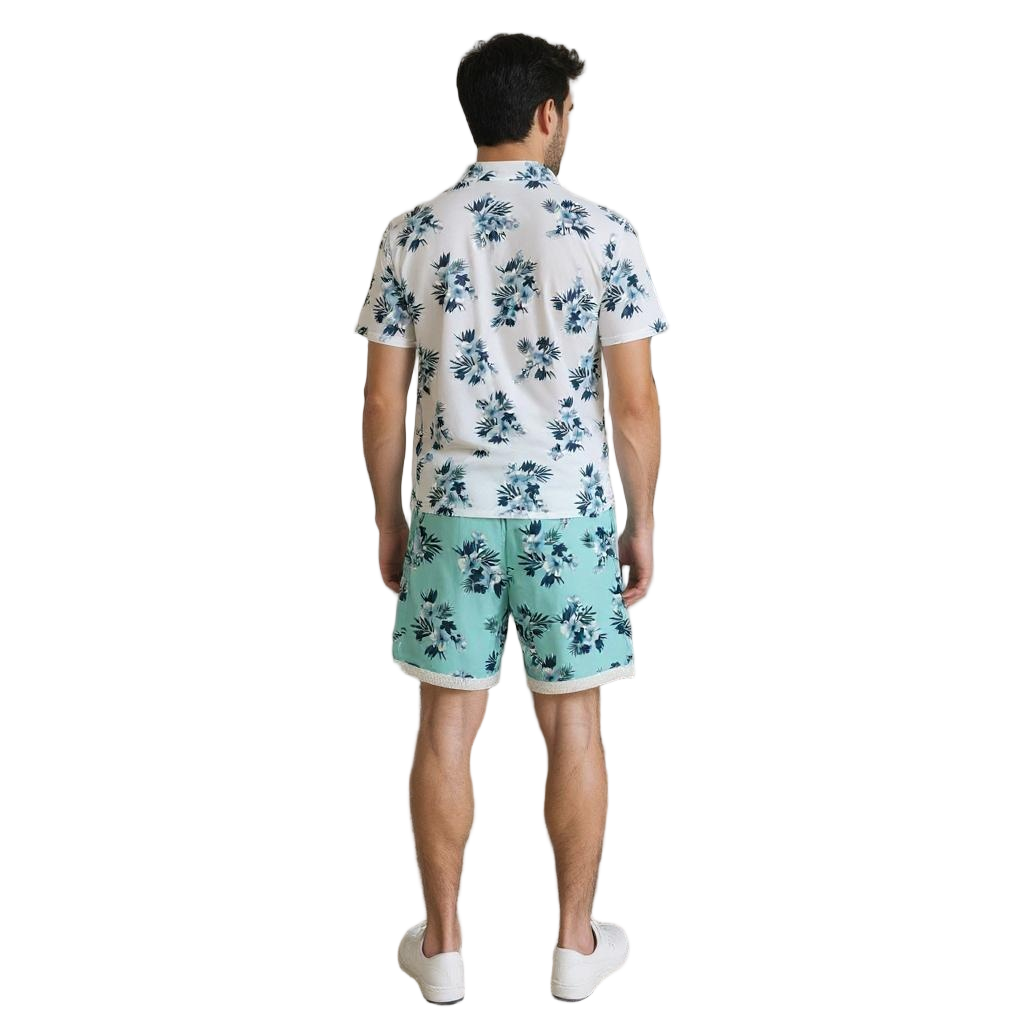Aqua Blue Printed Shorts