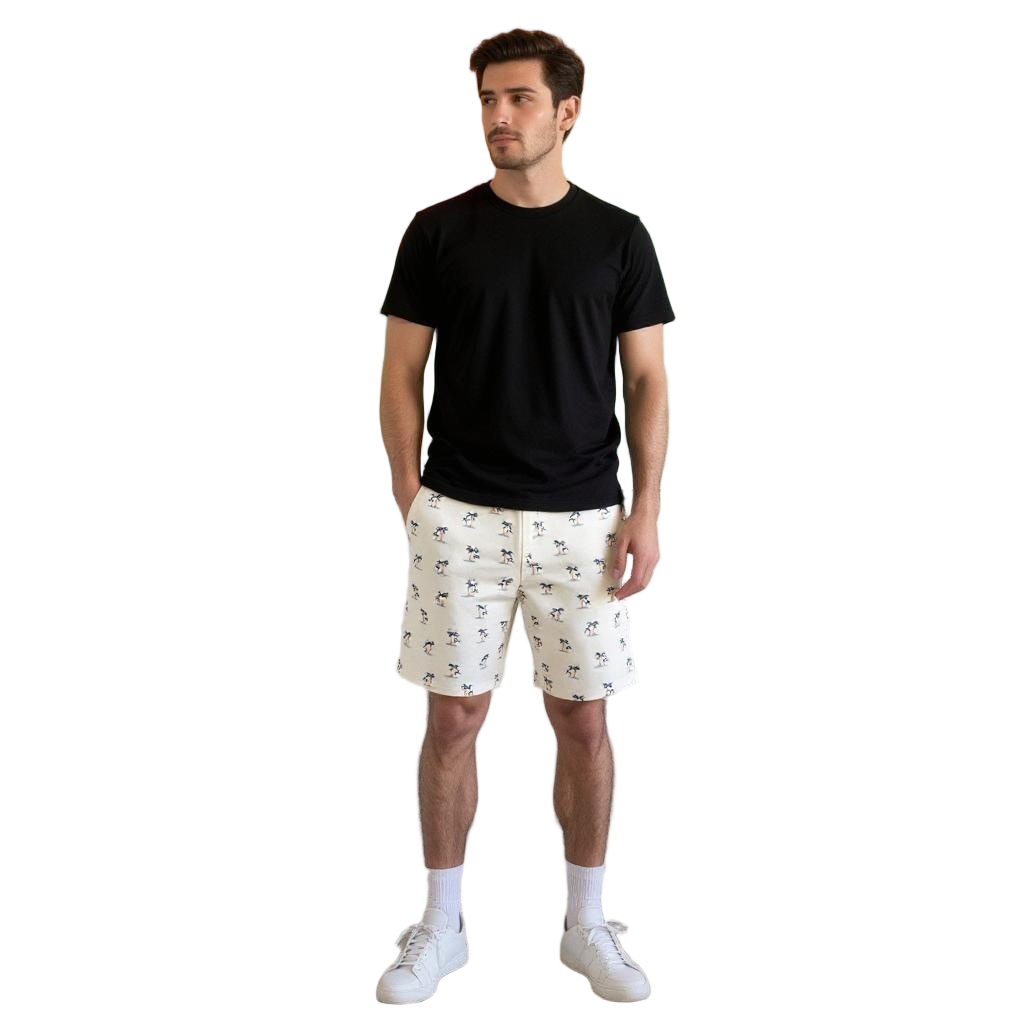 White Printed Shorts