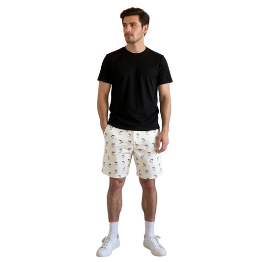 White Printed Shorts