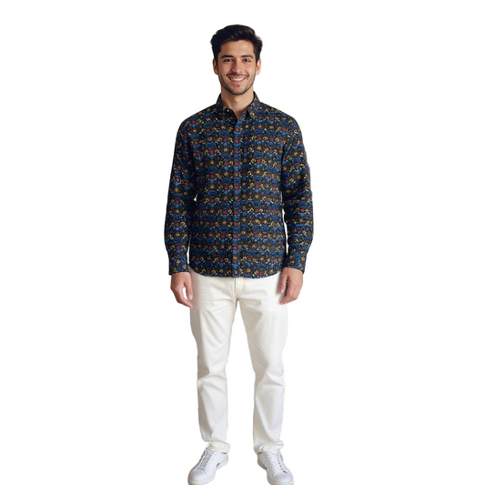 Full Sleeve Printed Shirt Navy