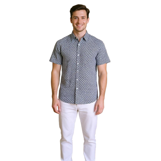 Short Sleeve Printed Shirt Grey