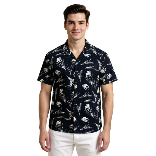 Short Sleeve Printed Shirt Blue