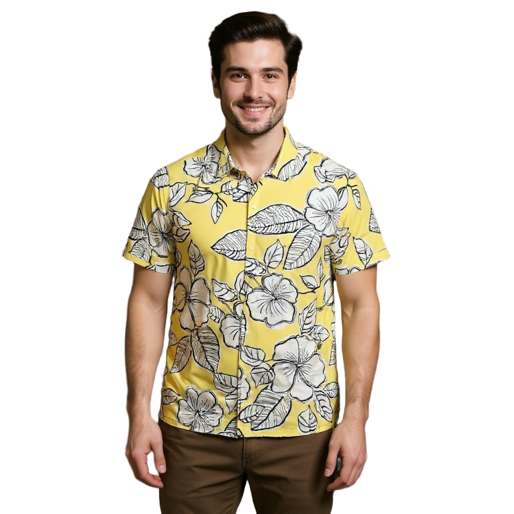 Short Sleeve Printed Shirt Yellow
