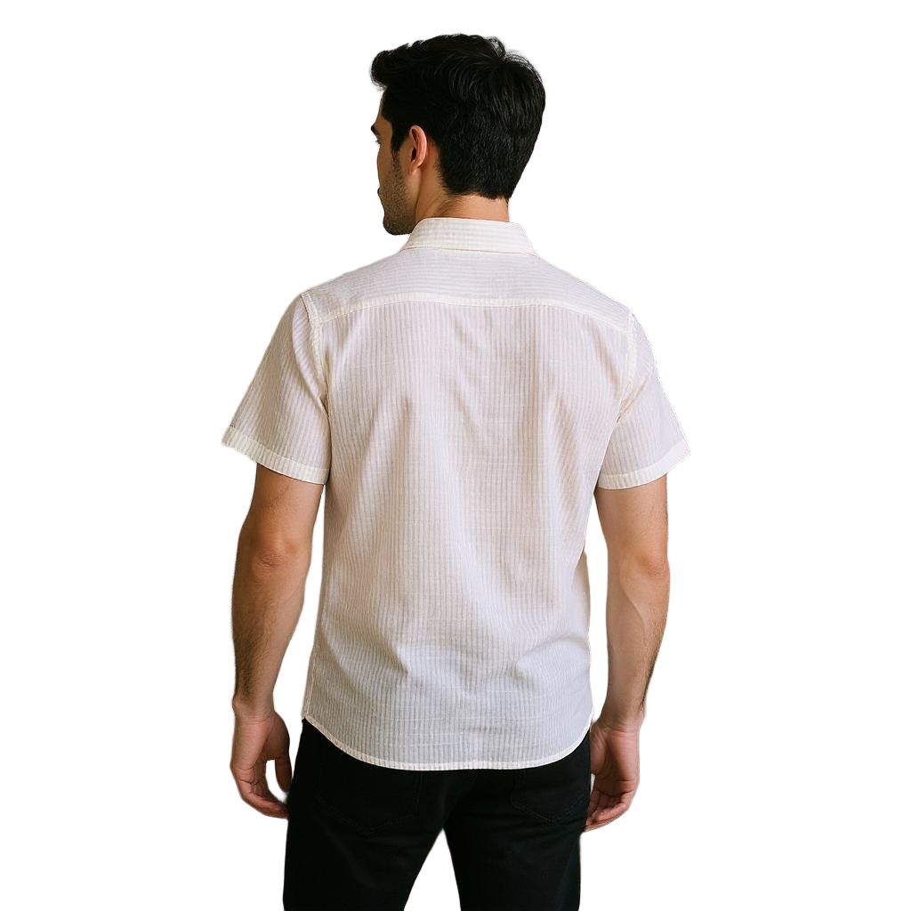 Beige Half Sleeve Shirt Linen