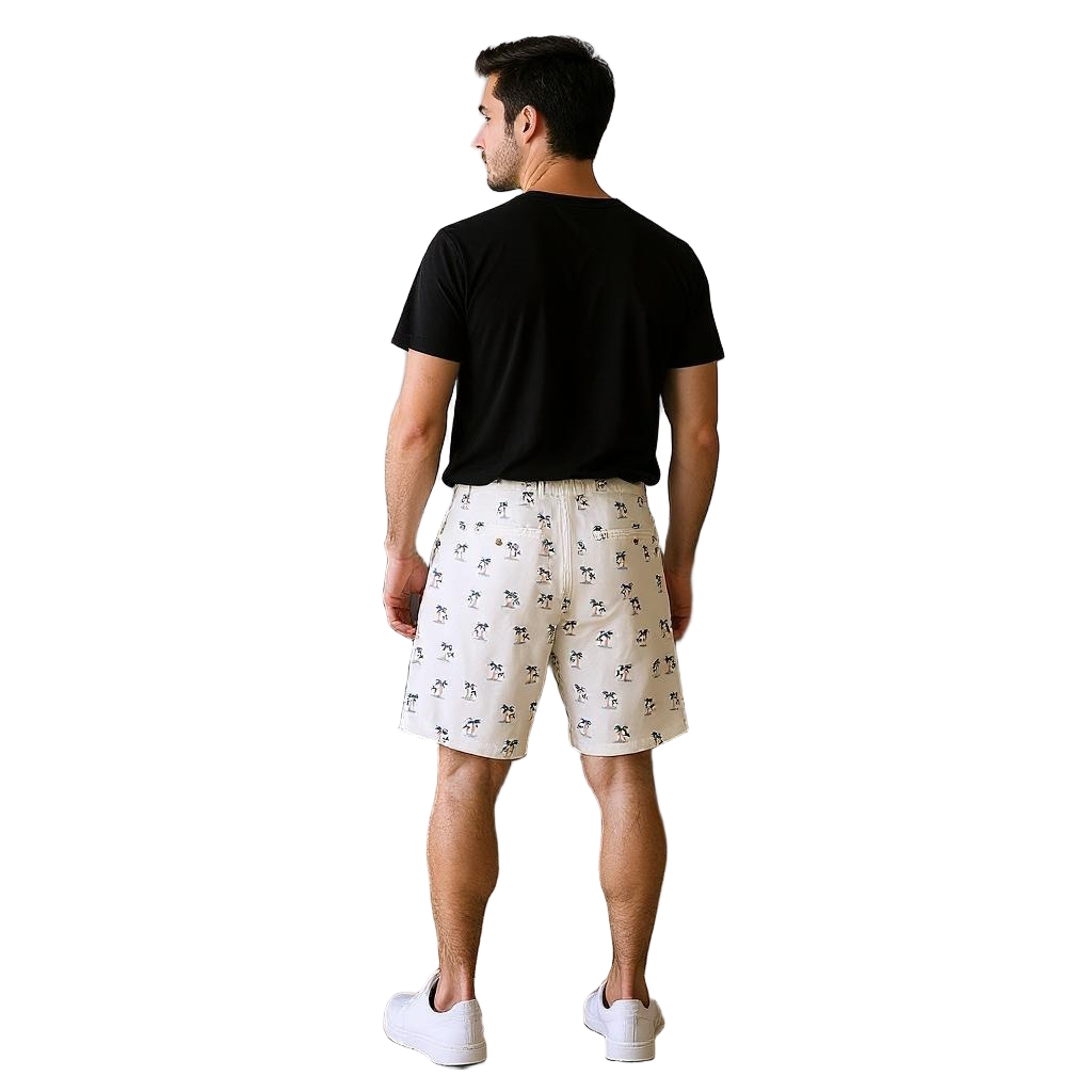 White Printed Shorts