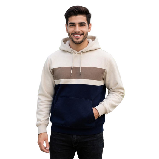 Beige and Blue Hoodie