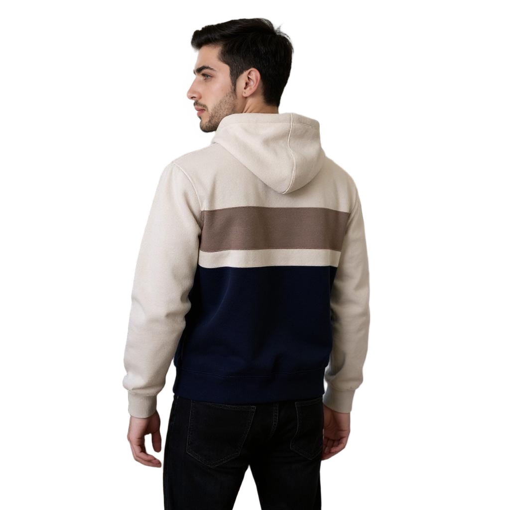 Beige and Blue Hoodie
