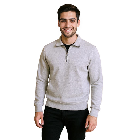 Grey Zipped Collar Sweatshirt