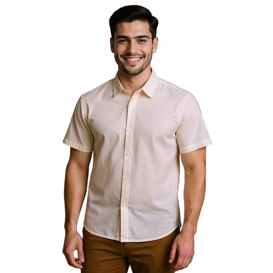 Relaxed Fit Beige Linen Shirt